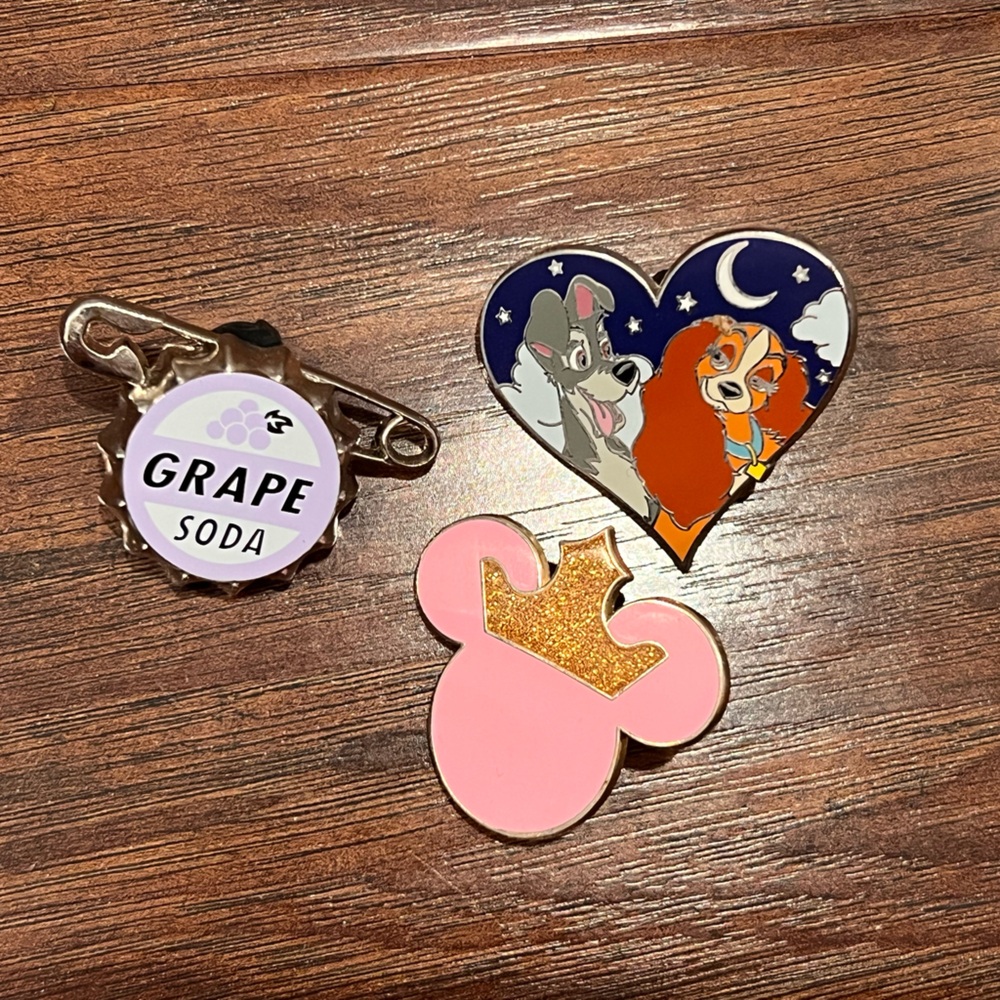 Disney Themed Pin Set with Pink and Gold Accents